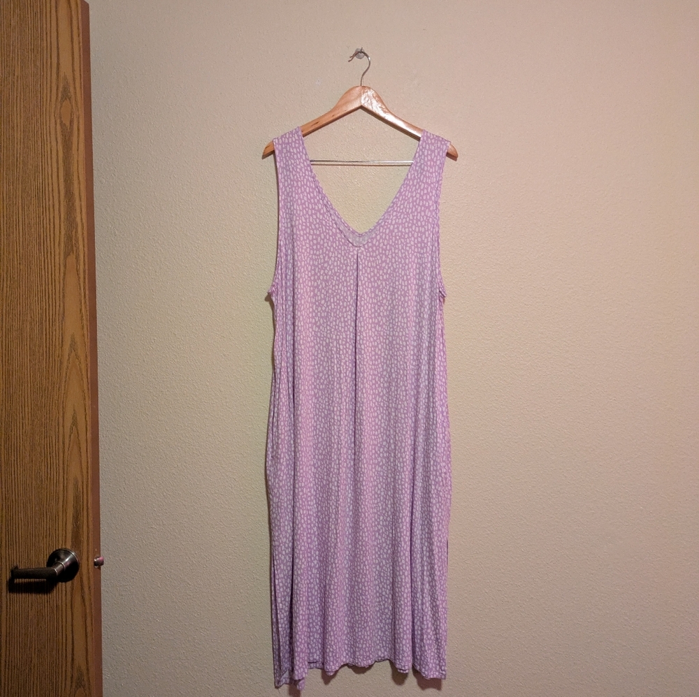 Joyspun Women's Size 3X 22-24 Purple Sleeveless Floor Length Dress Nightgown - Picture 5 of 5
